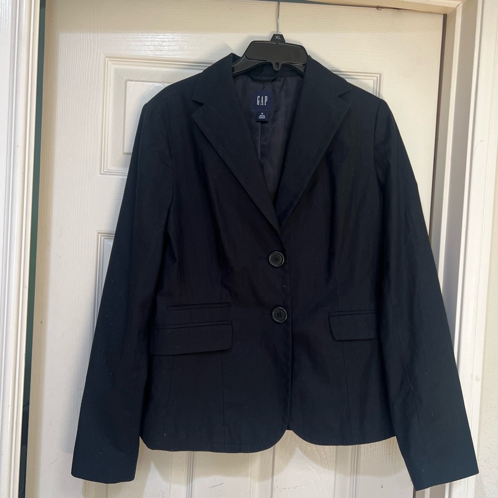 GAP cotton tailored structured women sz 12 black blazer business career smart - Picture 3 of 11
